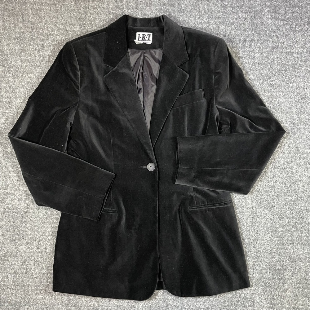 VTG Velvet Jacket Womens Size 4 Black Blazer Coat Mid Length Goth Witchy Vampire